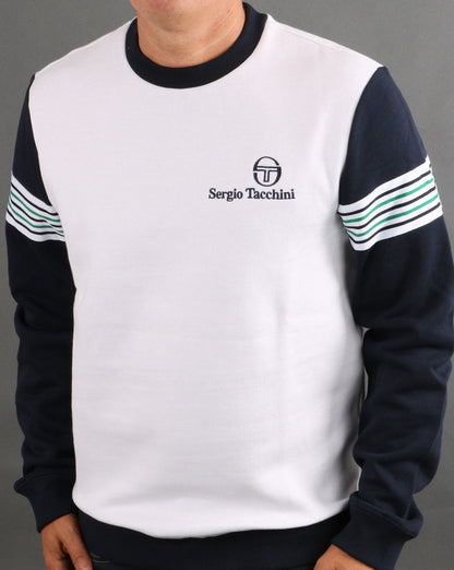 Sergio Tacchini Wilander Crew Sweat White/Navy/Green