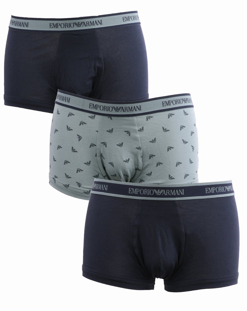 Emporio Armani 3 Pack Boxer Shorts Navy/Grey