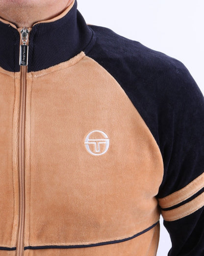 Sergio Tacchini Orion Velour Track Top Tan/Navy