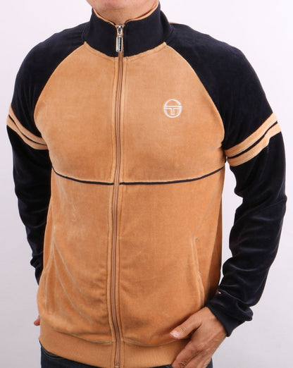 Sergio Tacchini Orion Velour Track Top Tan/Navy