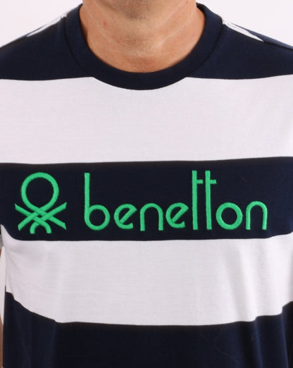 Benetton Striped T-shirt Navy/White