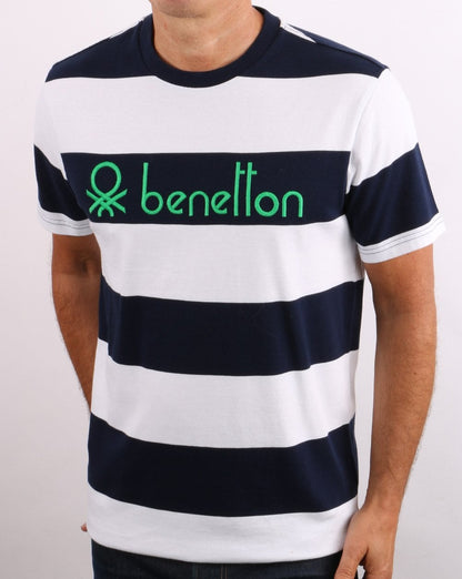 Benetton Striped T-shirt Navy/White