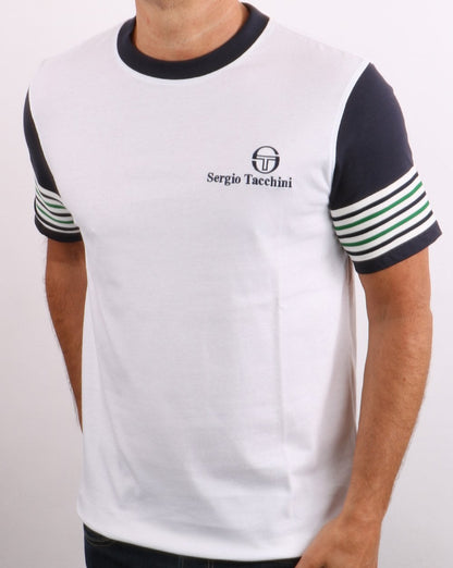 Sergio Tacchini Lawrence T Shirt White/Navy/Green