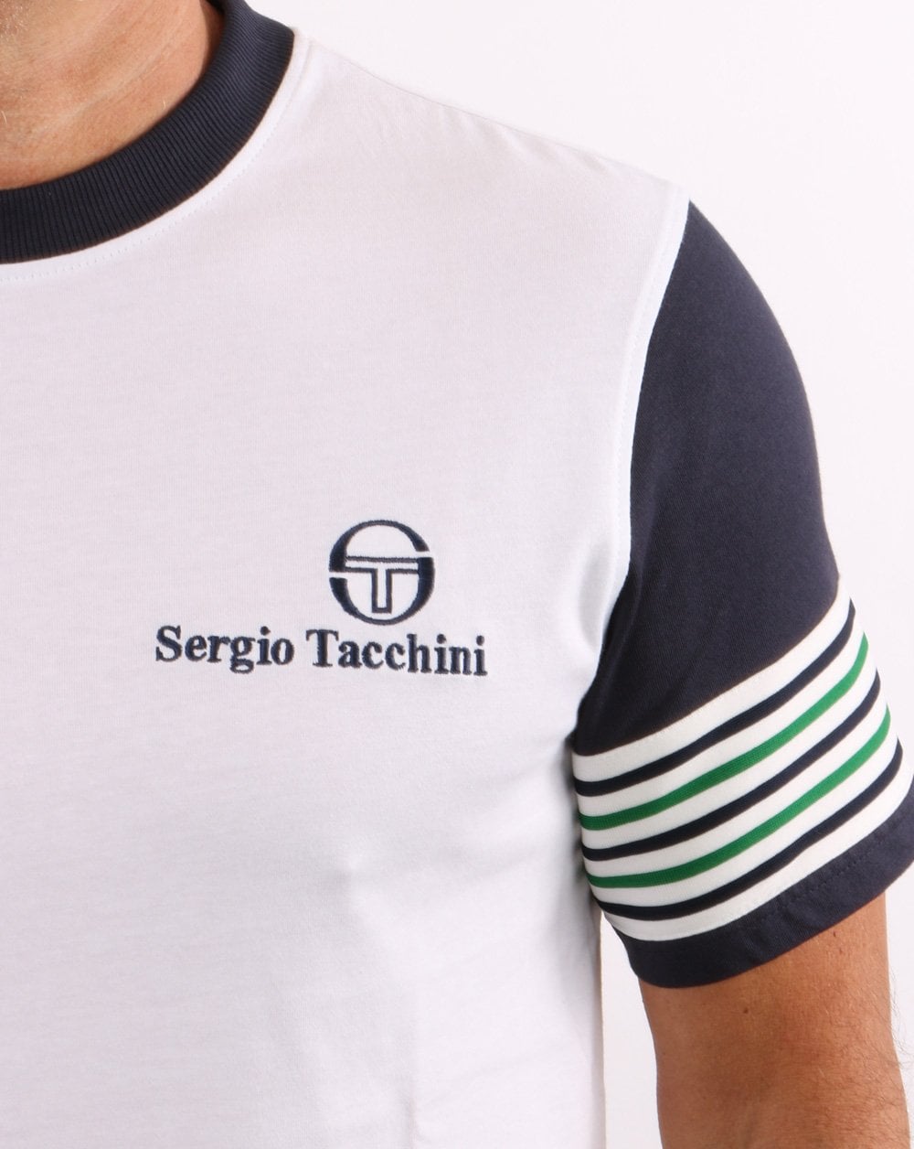 Sergio Tacchini Lawrence T Shirt White/Navy/Green