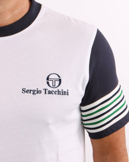Sergio Tacchini Lawrence T Shirt White/Navy/Green