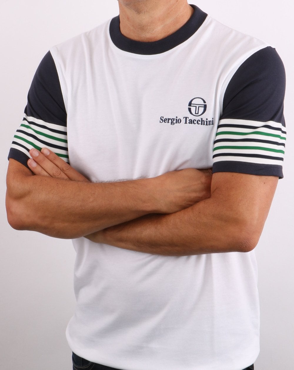 Sergio Tacchini Lawrence T Shirt White/Navy/Green