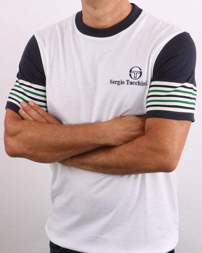 Sergio Tacchini Lawrence T Shirt White/Navy/Green