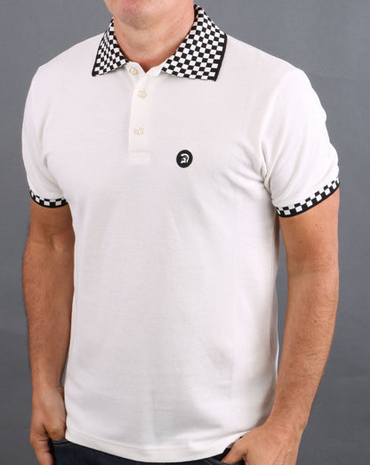 Trojan Chequerboard Polo Shirt Off White