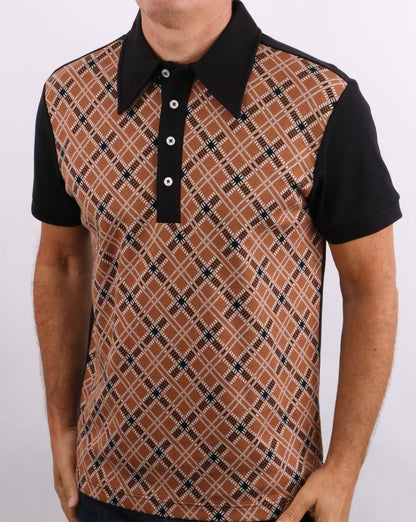 Ska & Soul Jacquard Knit Polo Tan/Black