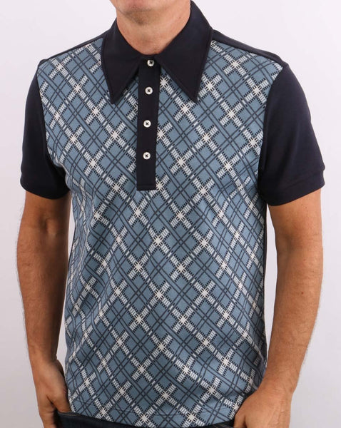 Ska & Soul Jacquard Knit Polo Navy