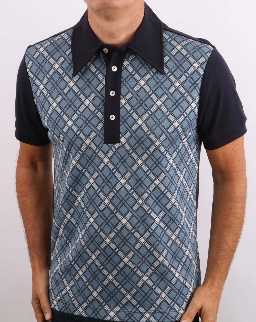 Ska & Soul Jacquard Knit Polo Navy