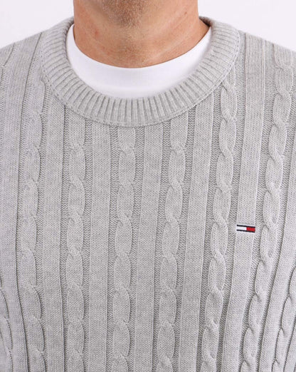Tommy Jeans Cable Knit Jumper Light Grey Heather