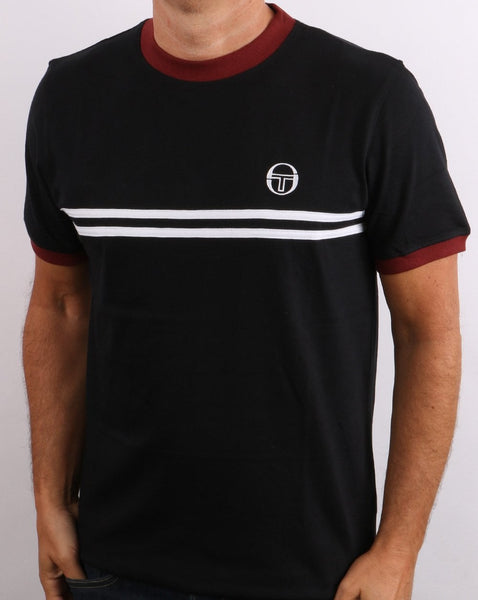 Sergio Tacchini Supermac T Shirt Black/Port/White