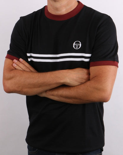 Sergio Tacchini Supermac T Shirt Black/Port/White