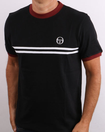 Sergio Tacchini Supermac T Shirt Black/Port/White