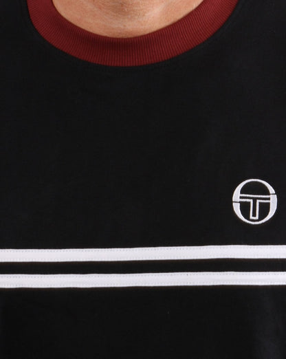 Sergio Tacchini Supermac T Shirt Black/Port/White
