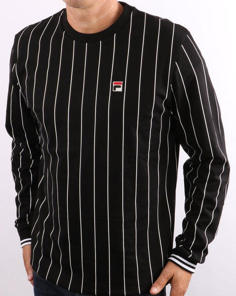 Fila Vintage Cannon LS T Shirt Black/White