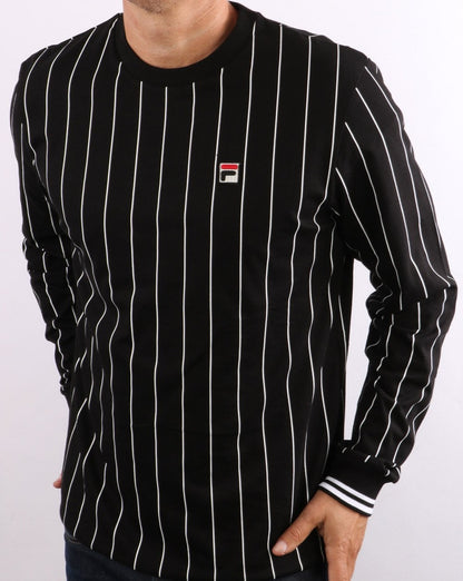 Fila Vintage Cannon LS T Shirt Black/White