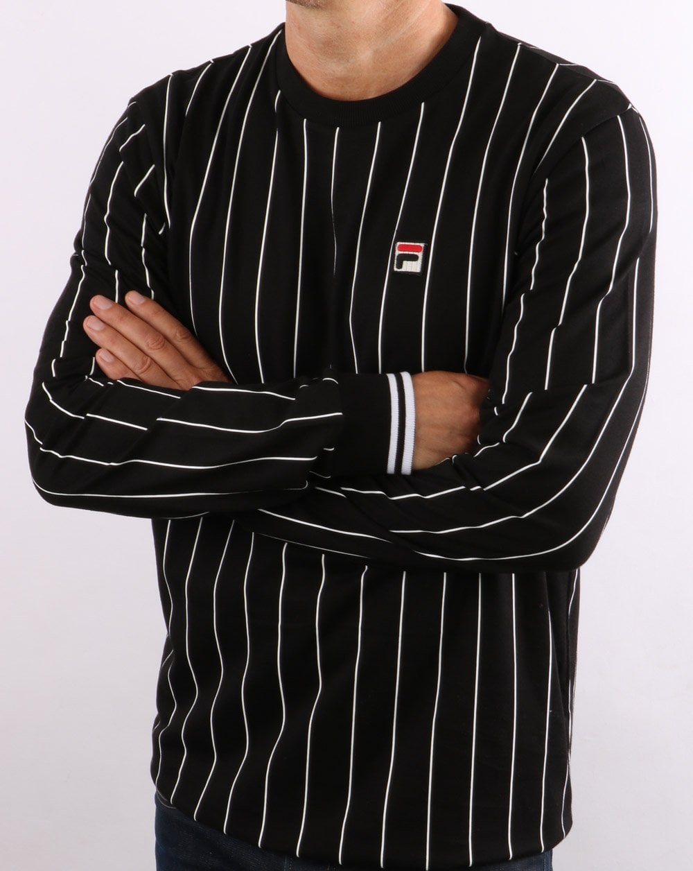 Fila Vintage Cannon LS T Shirt Black/White