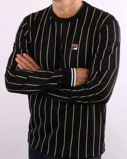 Fila Vintage Cannon LS T Shirt Black/White