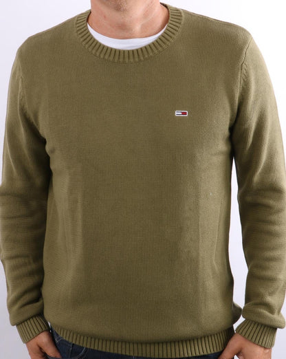 Tommy Jeans Crew Neck Knit Jumper Olive