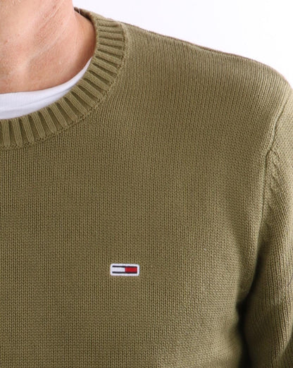 Tommy Jeans Crew Neck Knit Jumper Olive