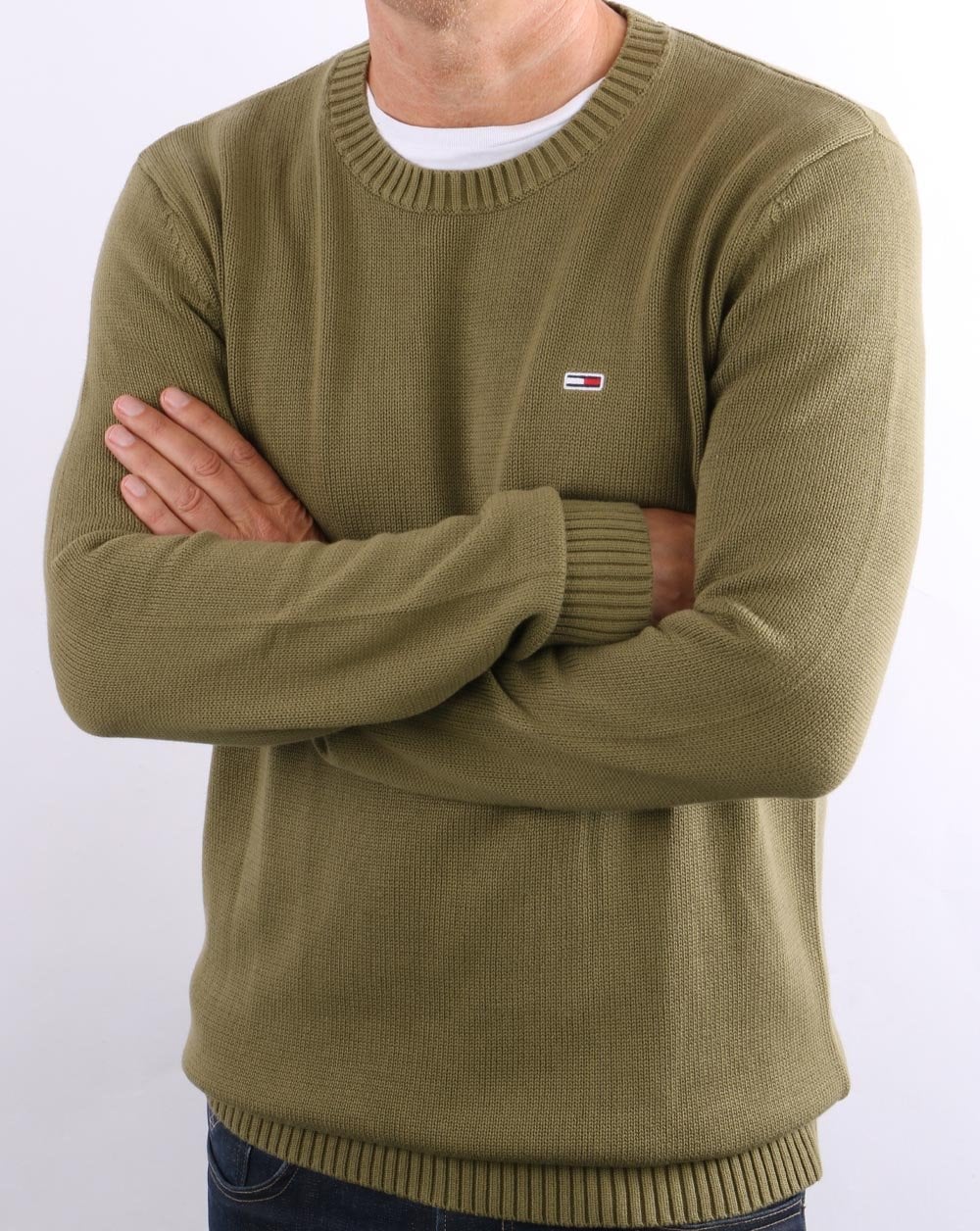 Tommy Jeans Crew Neck Knit Jumper Olive