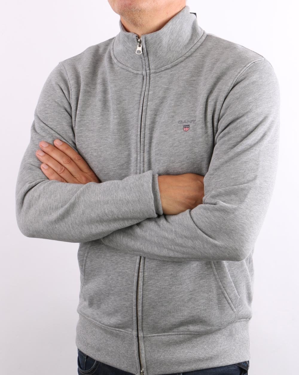 Gant Original Full Zip Track Top Grey Melange