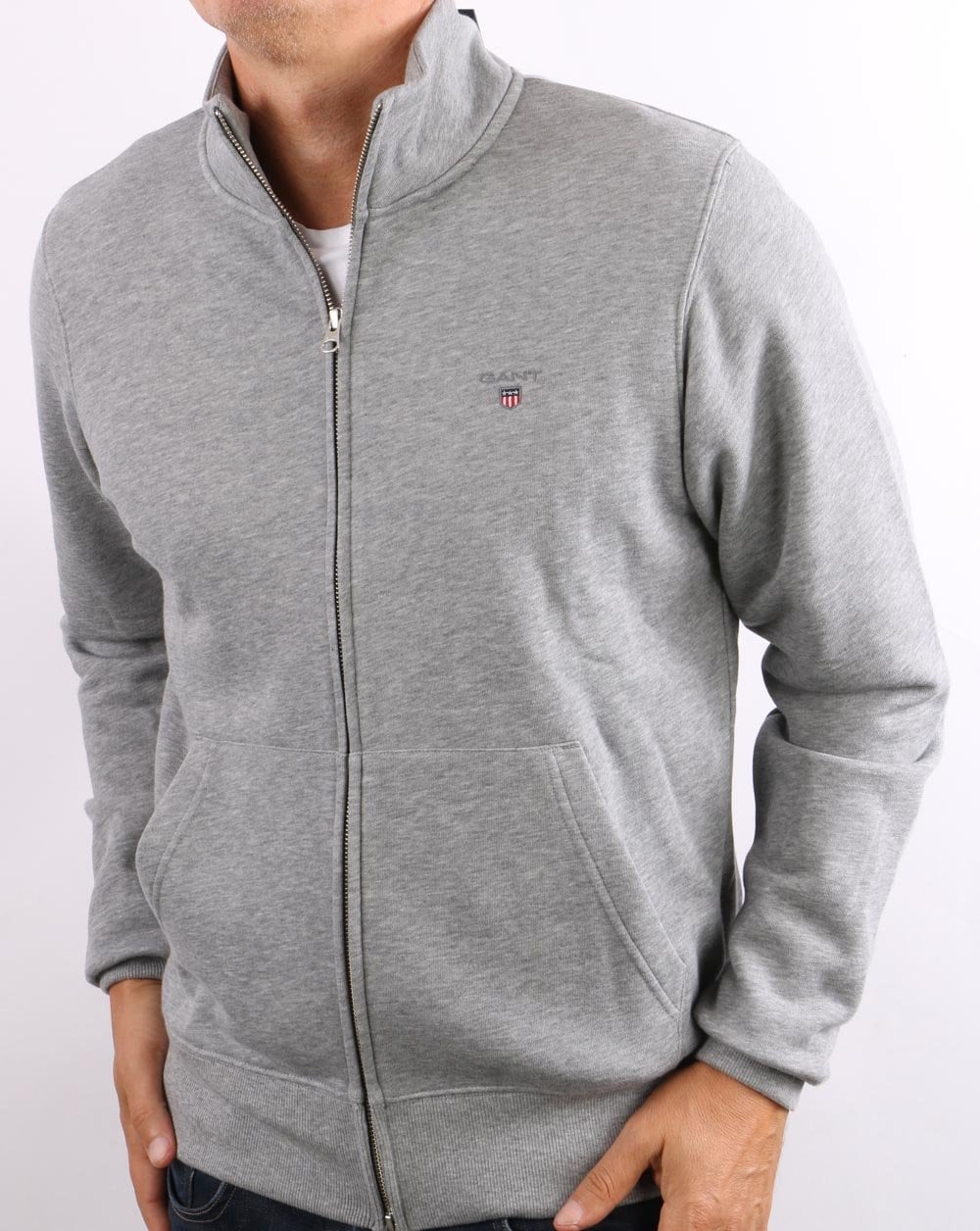 Gant Original Full Zip Track Top Grey Melange
