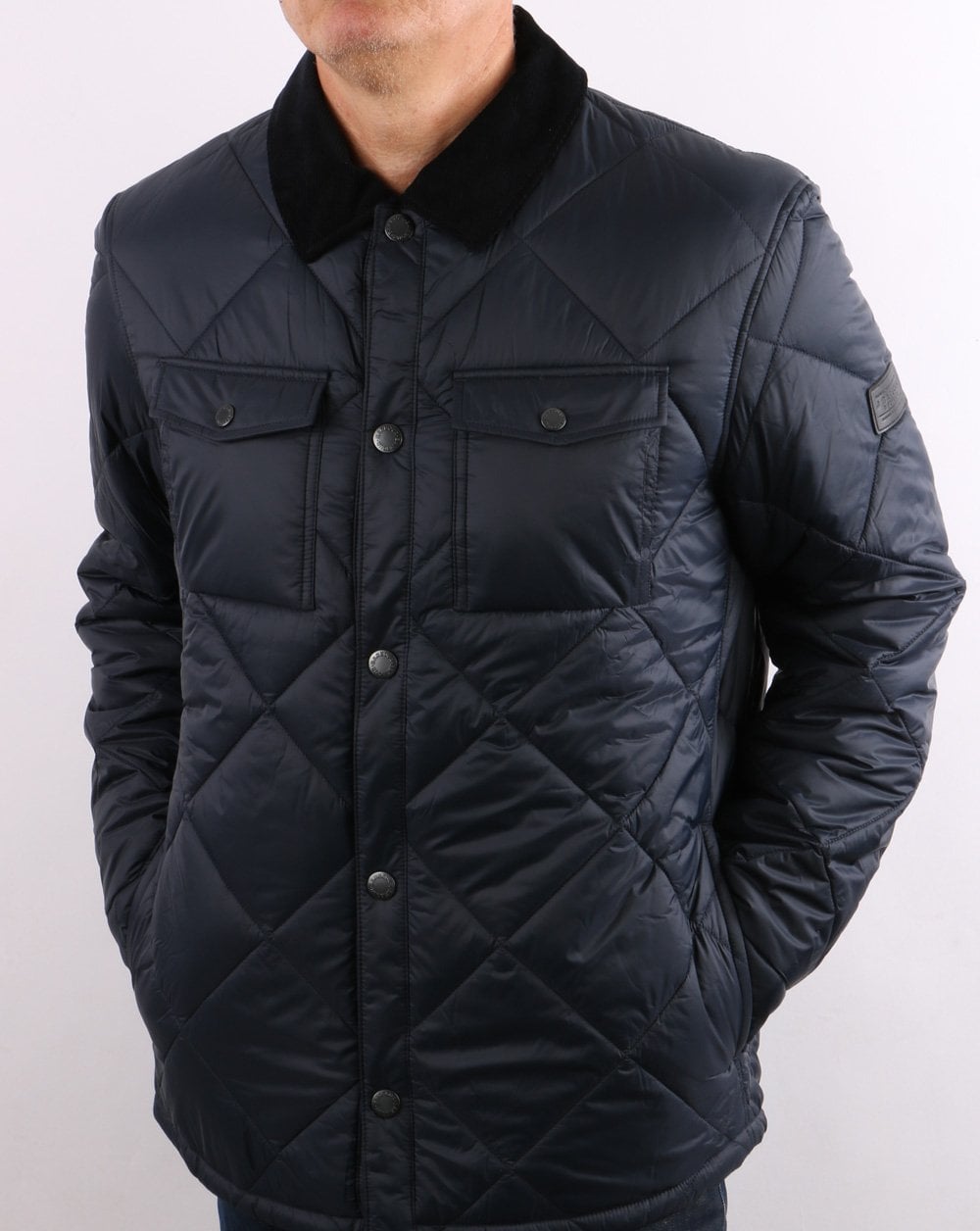 Barbour Shirt Quilt Jacket Navy