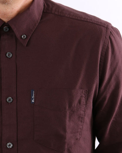 Ben Sherman Long Sleeve Oxford Shirt Burgundy
