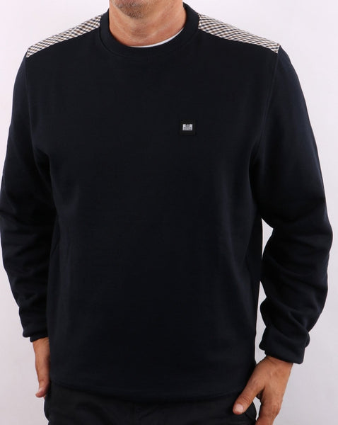Weekend Offender Check Shoulder Sweatshirt Navy