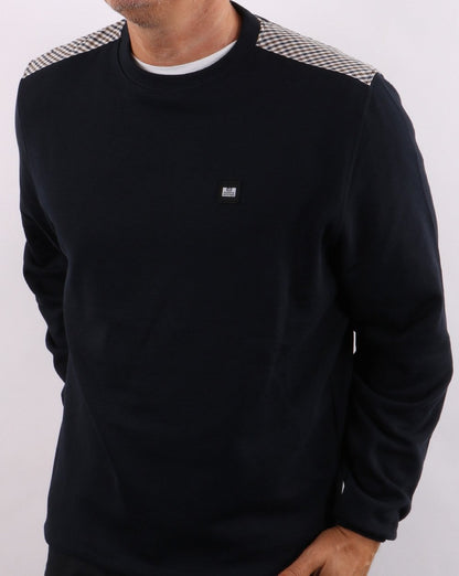 Weekend Offender Check Shoulder Sweatshirt Navy