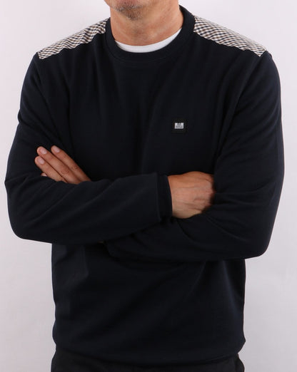 Weekend Offender Check Shoulder Sweatshirt Navy