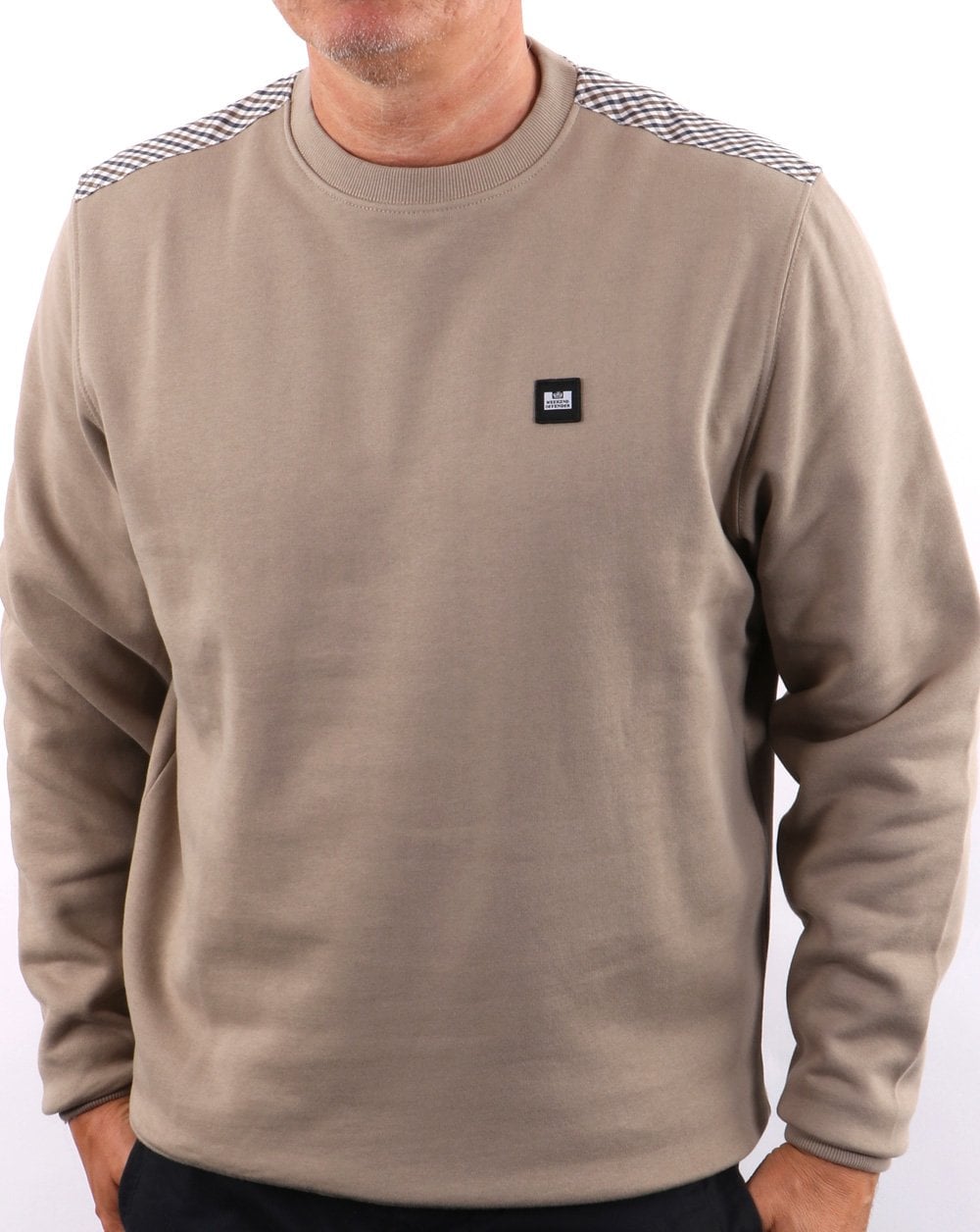Weekend Offender Check Shoulder Sweatshirt Beige