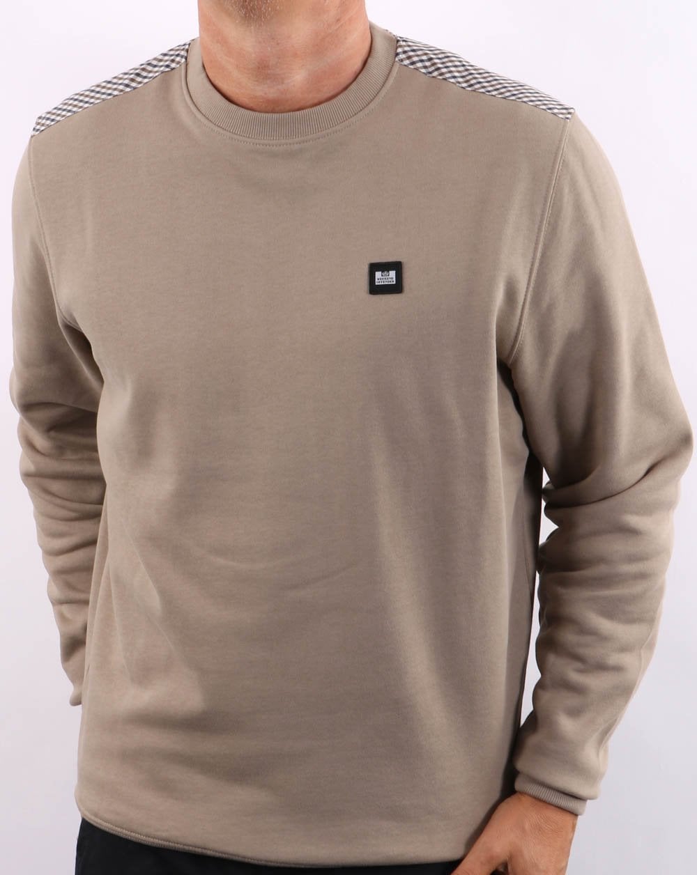 Weekend Offender Check Shoulder Sweatshirt Beige