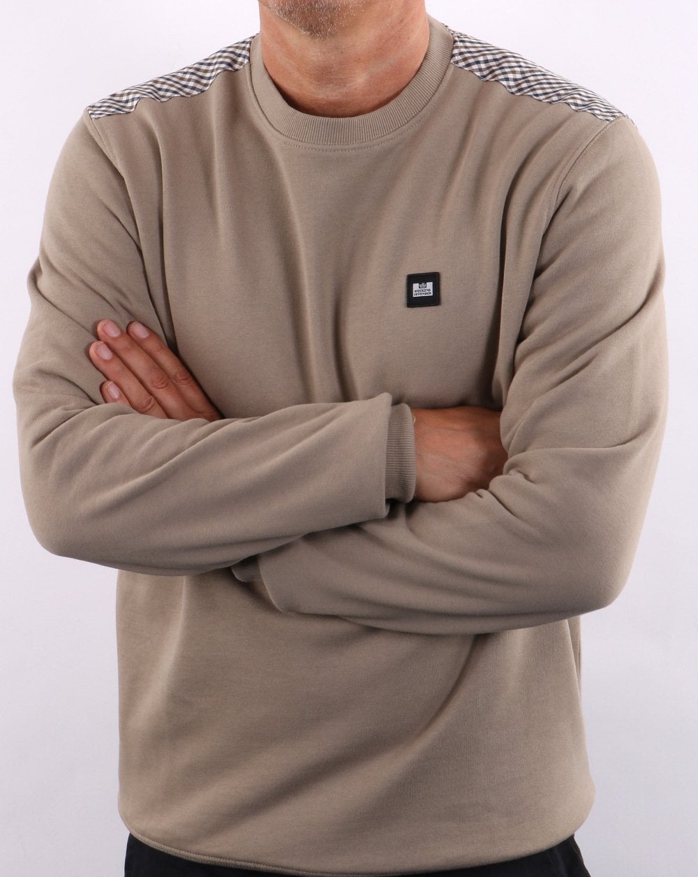 Weekend Offender Check Shoulder Sweatshirt Beige