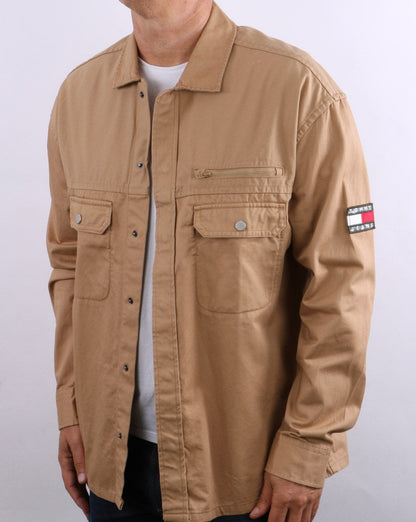 Tommy Jeans Tonal Twill Overshirt Classic Khaki