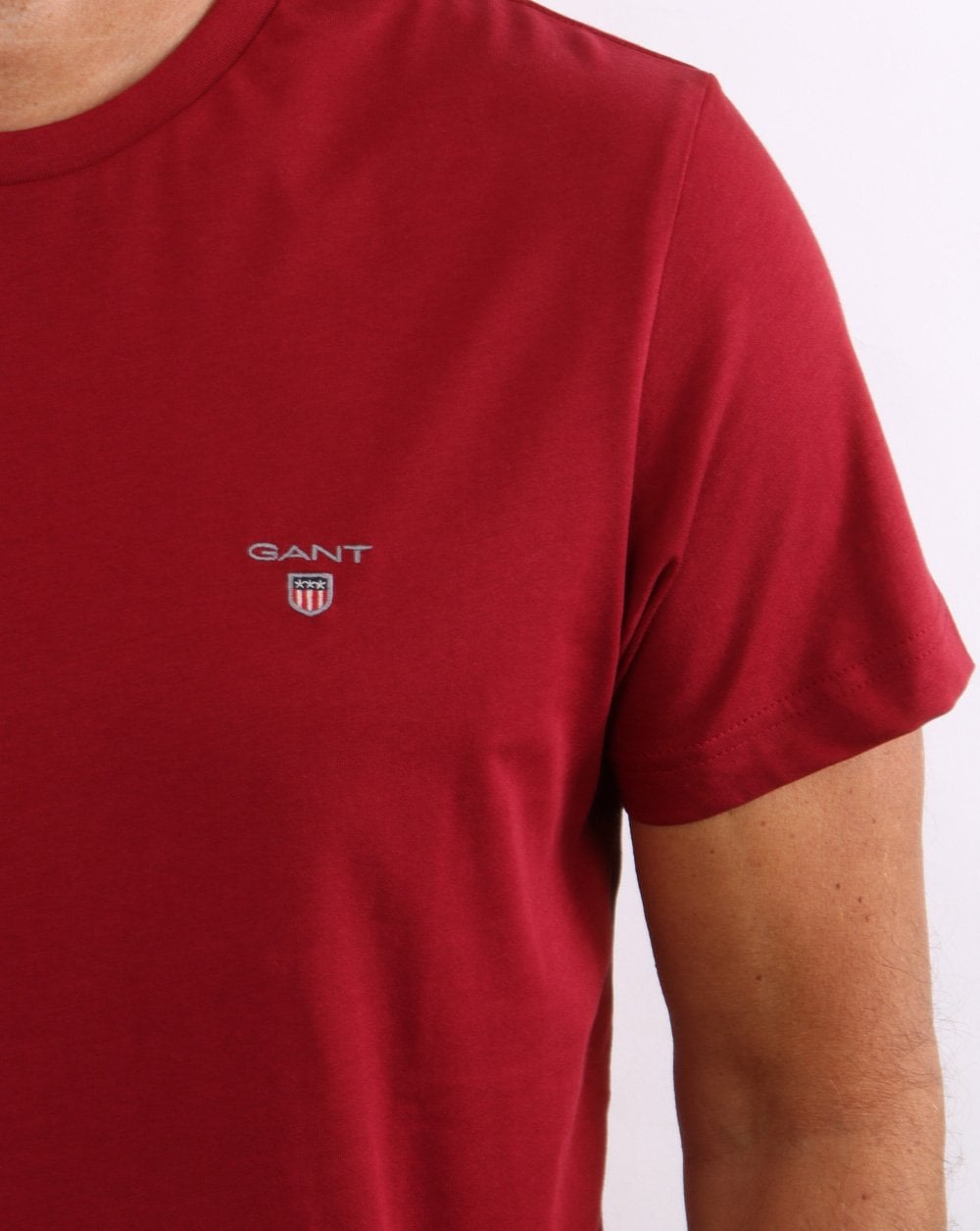 Gant Solid Crew Neck T Shirt Mahogany Red