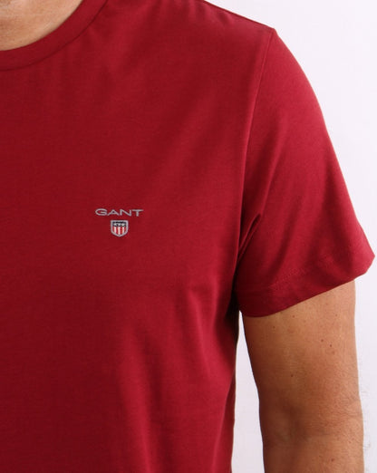 Gant Solid Crew Neck T Shirt Mahogany Red