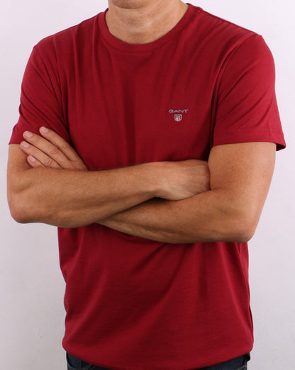 Gant Solid Crew Neck T Shirt Mahogany Red