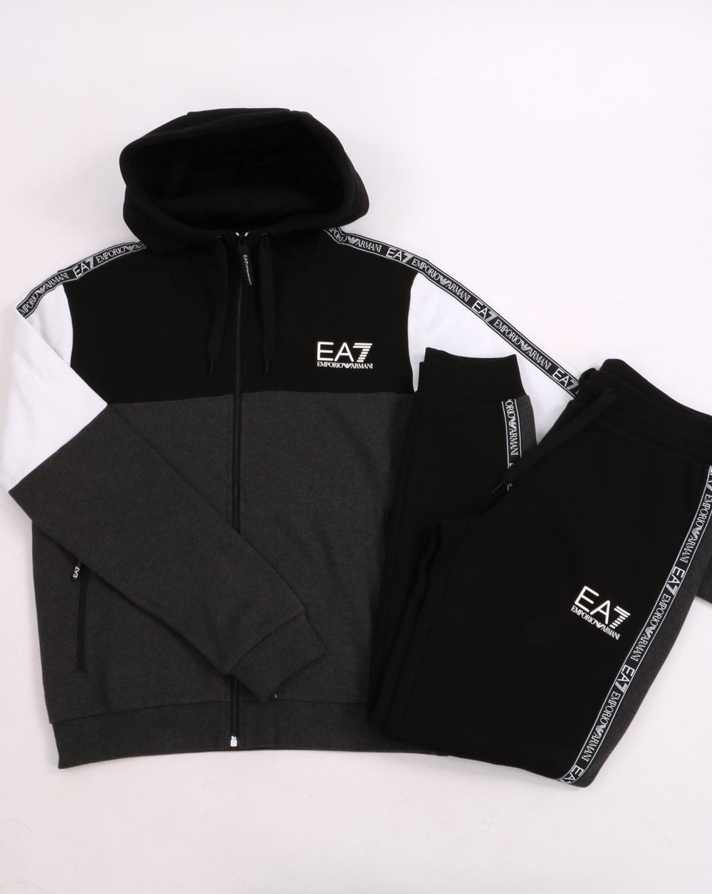 EA7 Tracksuit Black/White/Grey