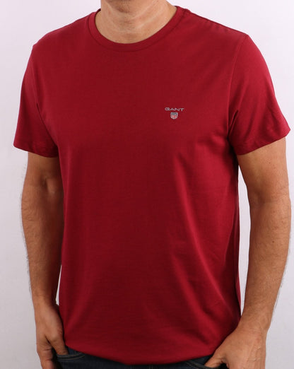 Gant Solid Crew Neck T Shirt Mahogany Red