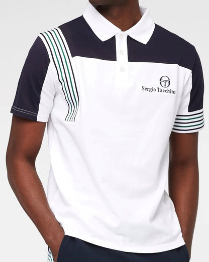 Sergio Tacchini Mats Polo Shirt White/Navy/Green
