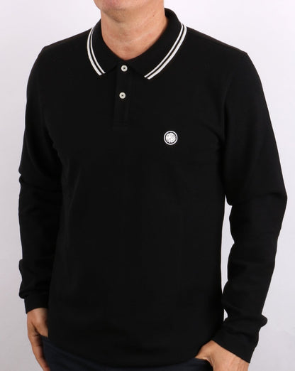 Pretty Green Barton Long Sleeve Polo Black
