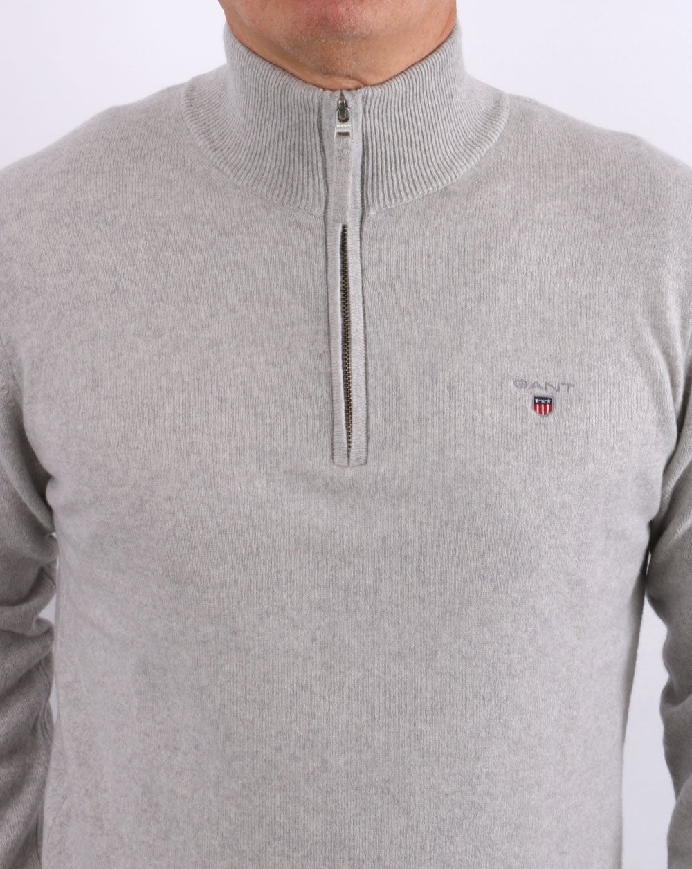 Gant Lambswool Half Zip Light Grey Melange