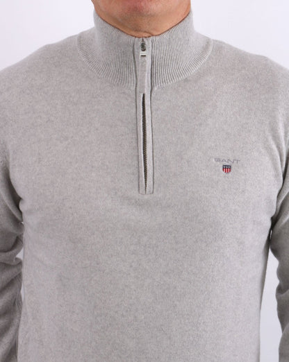 Gant Lambswool Half Zip Light Grey Melange
