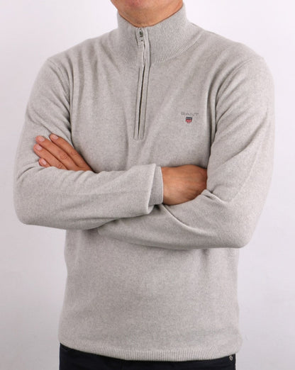 Gant Lambswool Half Zip Light Grey Melange