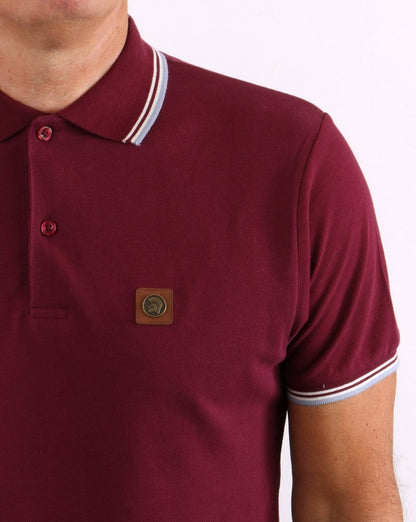 Trojan Tipped Pique Polo Shirt claret/Sky
