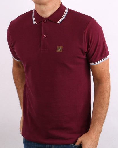 Trojan Tipped Pique Polo Shirt claret/Sky